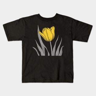 Yellow Tulip on black Kids T-Shirt